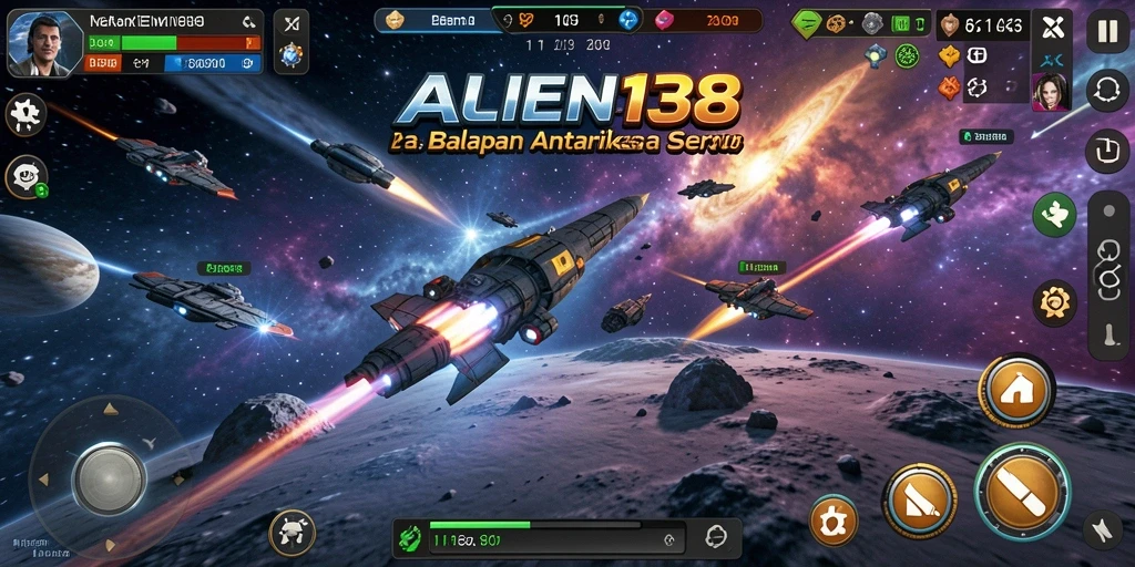 Tangkapan layar gameplay balapan seru di luar angkasa.