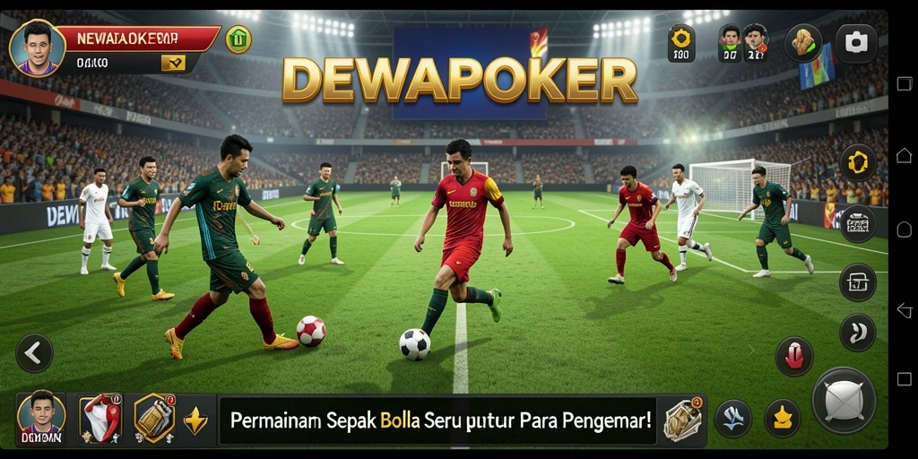 Tampilan gameplay DEWAPOKER yang mendebarkan dan penuh aksi sepak bola.