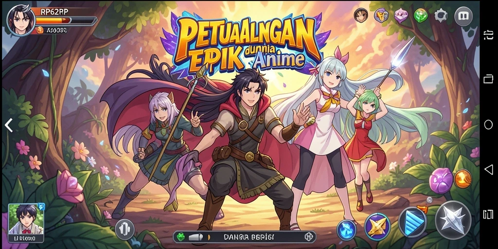 Tampilan screenshot RP62RP menunjukkan karakter Anime dalam aksi dramatis.