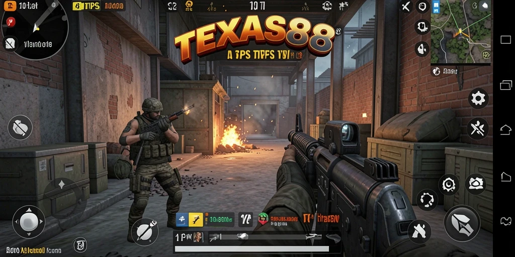 Screenshot gameplay TEXAS88 yang menunjukkan aksi tembak-menembak yang intens.